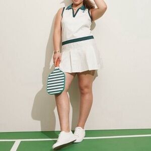PRINCE Dress Pickleball Sleeveless Collared V-Neck Pleated Mini Skirt‎ NWT